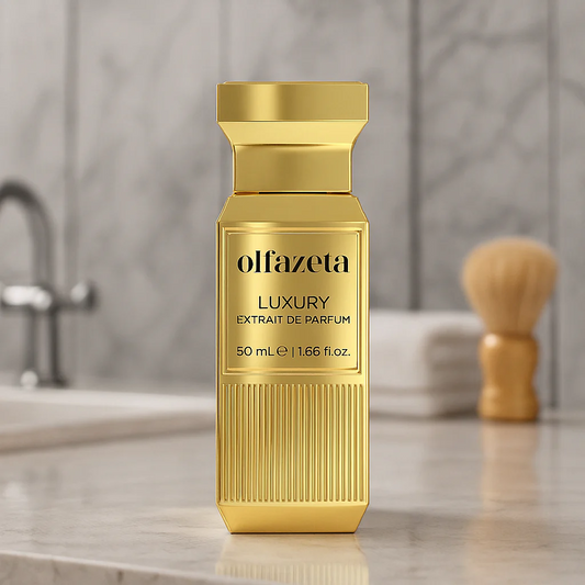 Flacon de parfum mixte Chogan 127 — extrait de parfum de luxe, notes de bois d’agar, cardamome et vanille, posé sur une surface élégante